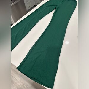 Zara Women’s Tight Flare Bottom Fit Pants Green Sz S New With Tags